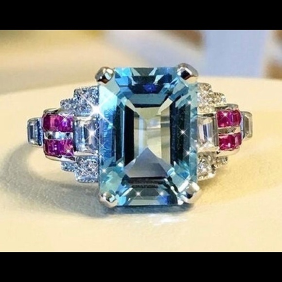 Princess cut Blue, pink Lab Sapphire WGF - Picture 6 of 6